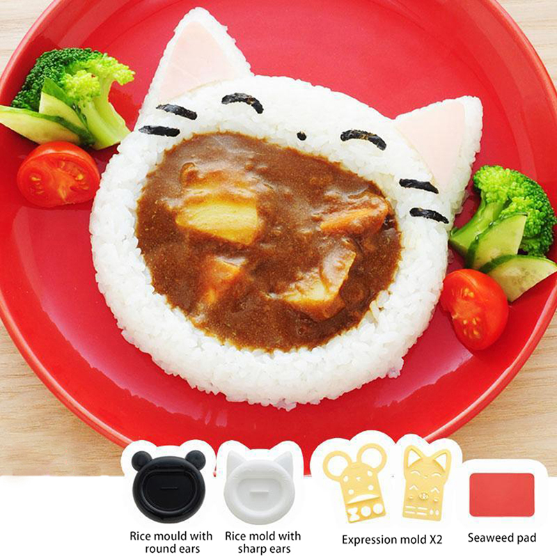Kitchen Gadgets Deals - かわいい漫画の寿司型装飾カッター、bentomaker、サンドイッチツール、キッチンアクセサリー、猫、bear、nori、rice、1個