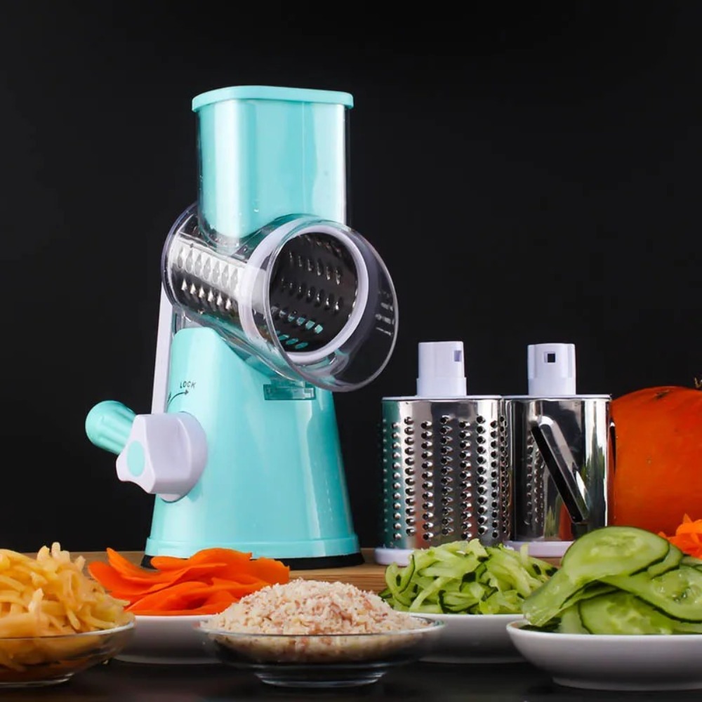 Vegetable Kitchen Gadgets - ロータリーフードスライサー、チーズおろし器、果物と野菜のシュレッダーカッター、3 in1