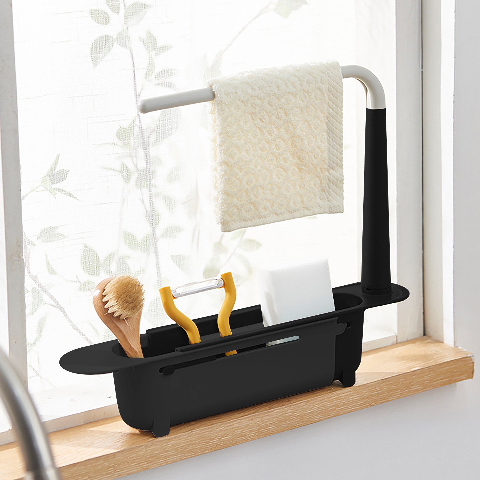 Kitchen Gadgets For Seniors - Elescopicシンクの水切り、キッチンオーガナイザー、石鹸スポンジホルダー、タオルラック、収納バスケット、ガジェットアクセサリー