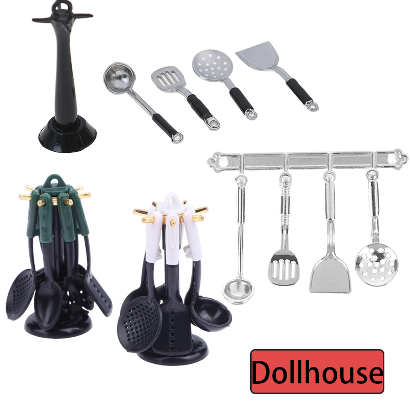 Kitchen Utensil Holder - ドールハウスミニチュアアクセサリーミニシャベルスープスプーン収納ホルダー付きシミュレーション家具キッチン用品装飾用