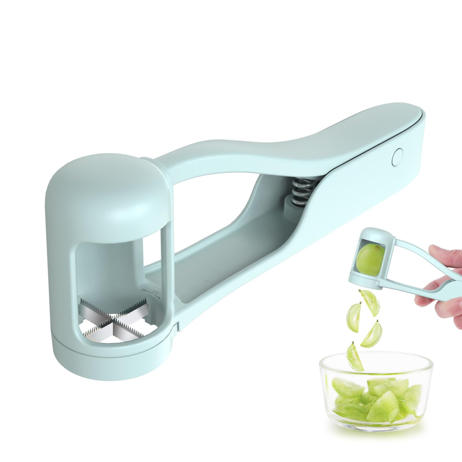 Vegetable Kitchen Gadgets - 新しいグレープチェリートマトストロベリーカッター、四分切りスライサー、ステンレス製キッチンツール、幼児・赤ちゃん用フルーツカッター
