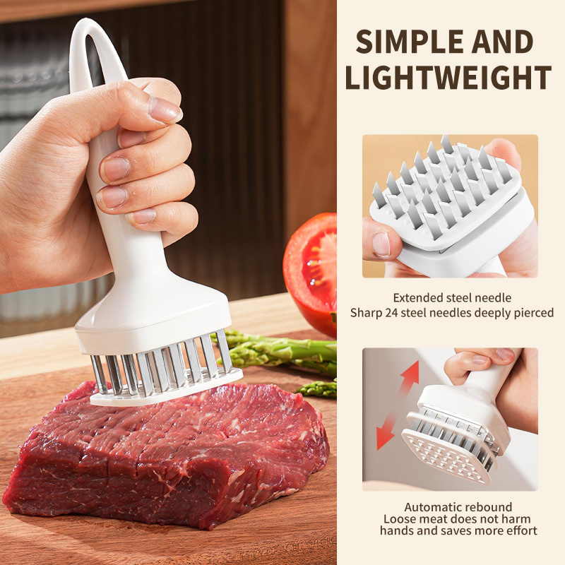 Kitchen Gadgets Of 2025 - 2025年製 肉たたき ステンレス製 肉の柔らかくするツール 24針 自動スプリング式