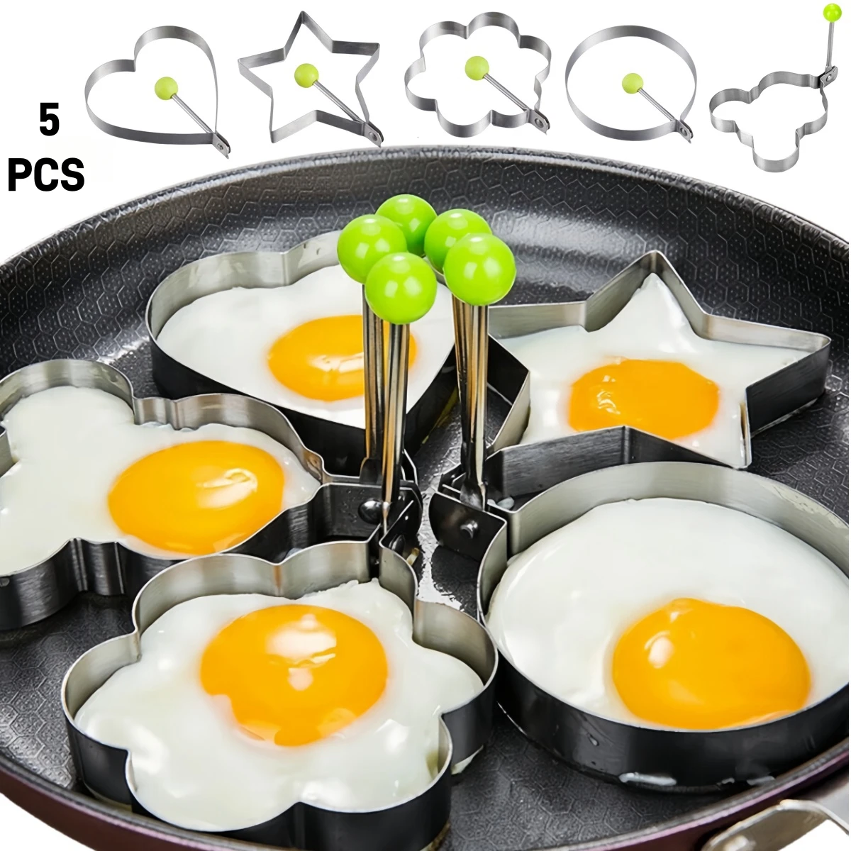 Kitchen Gadgets You Must Have - ハート型の目玉焼き型、プレミアムステンレス鋼、理想的なオムレツリング、必需品、キッチンアクセサリー、ガジェット