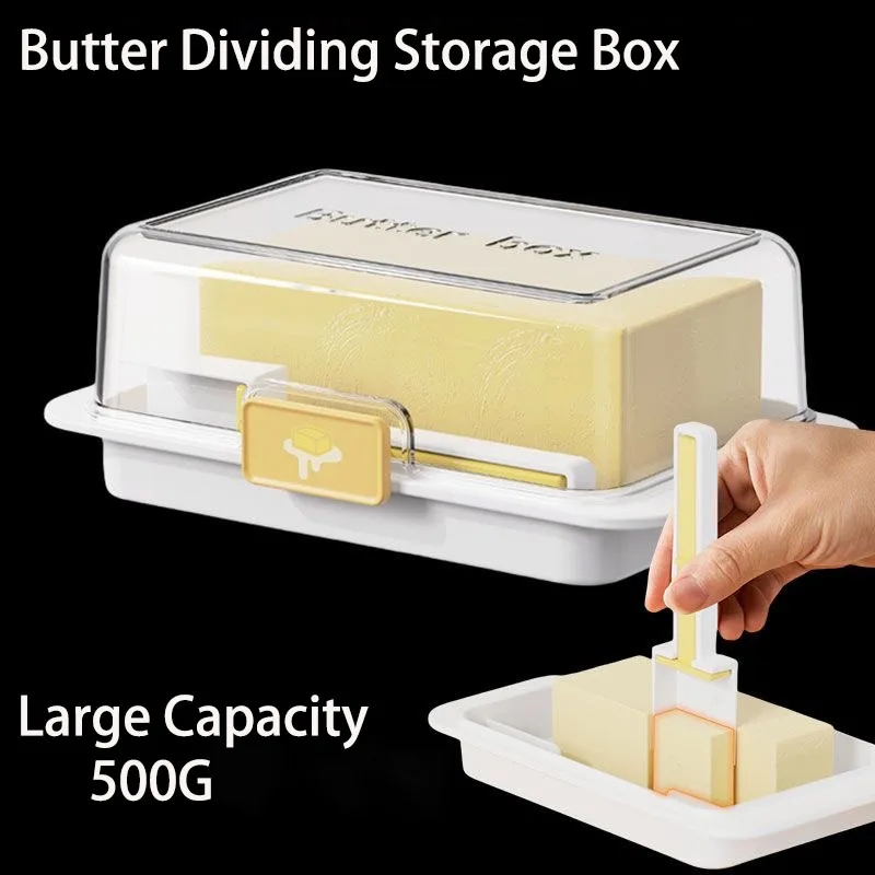 Kitchen Gadgets Built In - 密閉バターディッシュ カッター内蔵 チーズバター保存ボックス 蓋付き 冷蔵庫用バター容器 キッチン用品