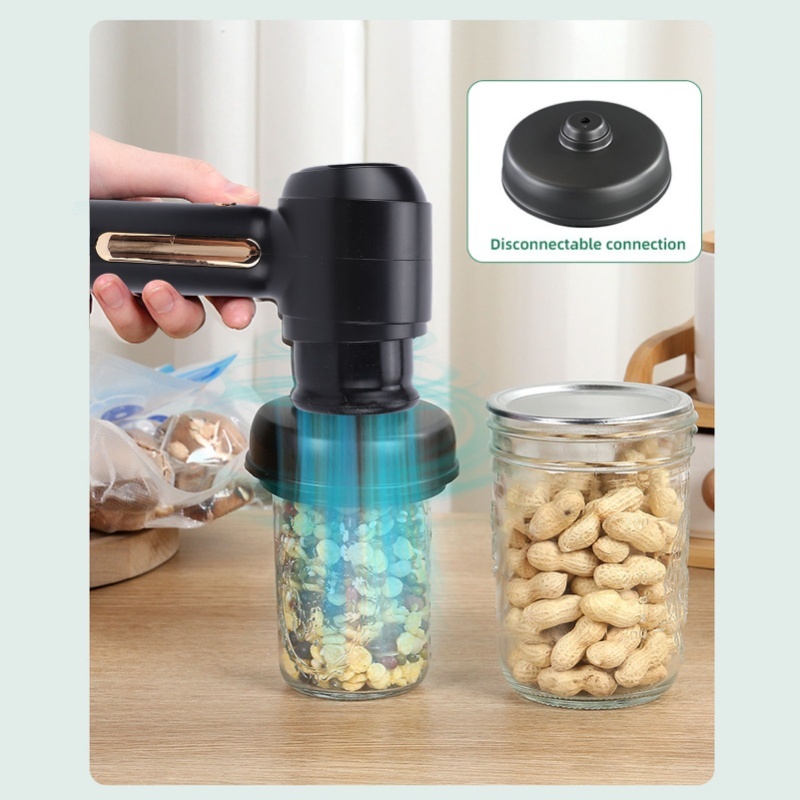 Food Vacuum Sealer - ハンドヘルド真空シーラー 60kPa吸引力 LEDスクリーン搭載 充電式ポータブルフードセーバー 再利用可能な真空バッグ10枚 メイソンジャー蓋10個付き