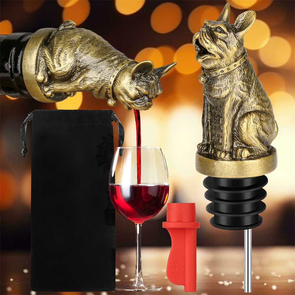Kitchen Gadgets Deals - フレンチブルドッグワインボトルストッパー、かわいいシャンパンボトル、飲料真空シール、結婚式のキッチンツール、バーの装飾アクセサリー、プーアー