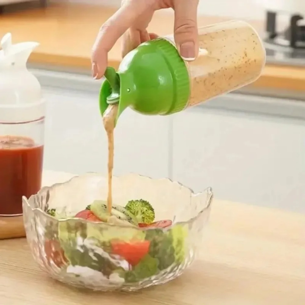 Kitchen Gadgets Of 2025 - 新しいキッチンガジェット漏れ防止サラダドレッシングシェーカー200mlボトル2025目盛り付きミキサーユニバーサルイージーグリップ5.5x17cm