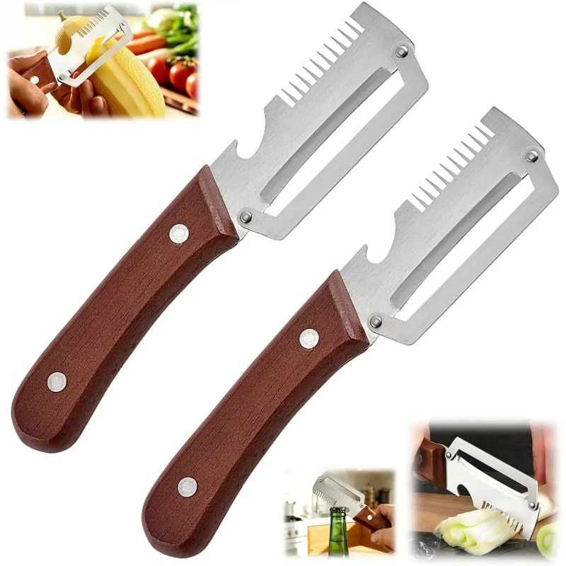 Kitchen Gadgets Built In - ステンレス製3-in-1キッチンガジェットフルーツ野菜ピーラー多機能スライサー（内蔵ボトルオープナー付き）