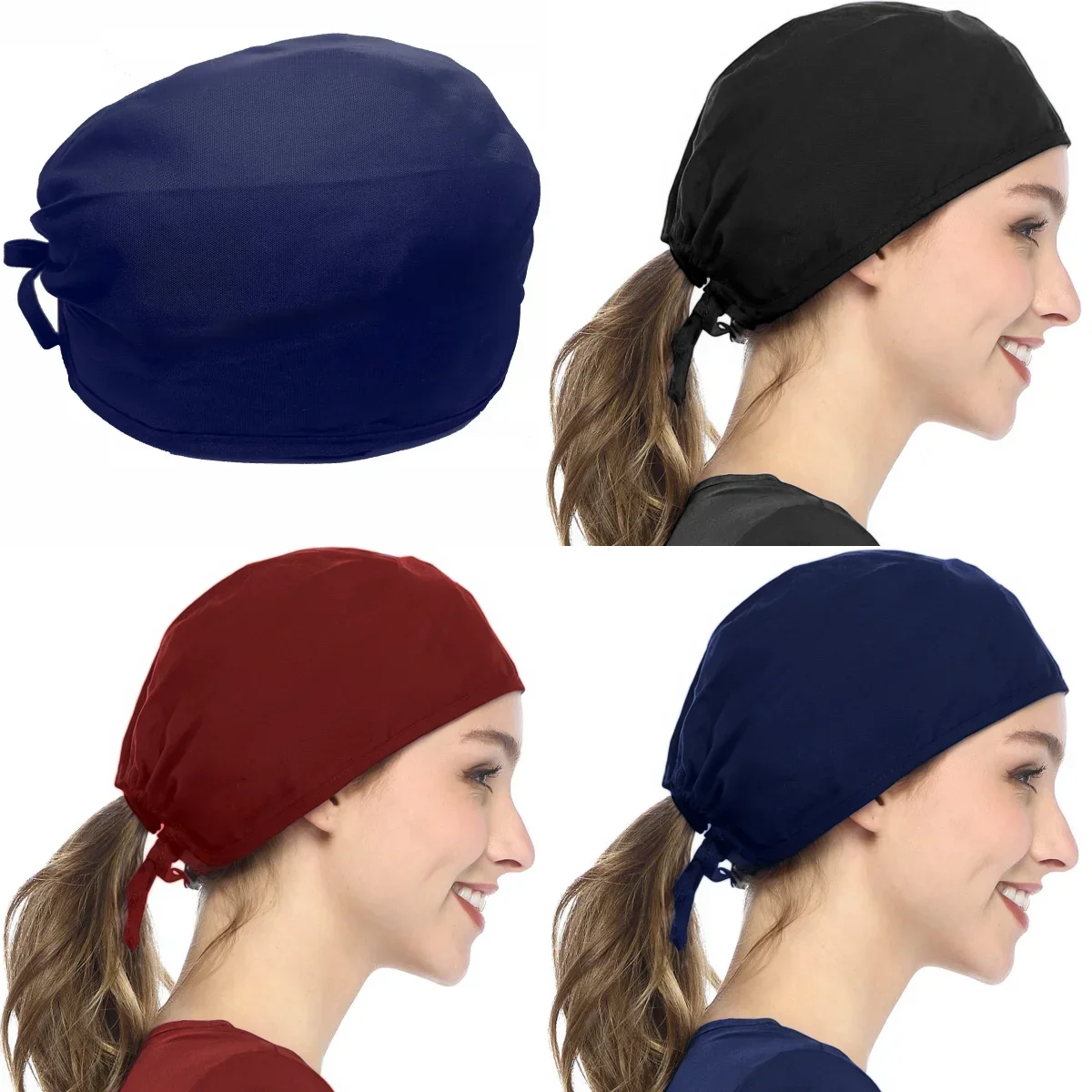Kitchen Gadgets For Women - ユニセックス看護スクラブキャップ綿 100% ソフトネイビー外科帽子女性と男性シェフ衛生歯科外科医黒ワーキングキャップ
