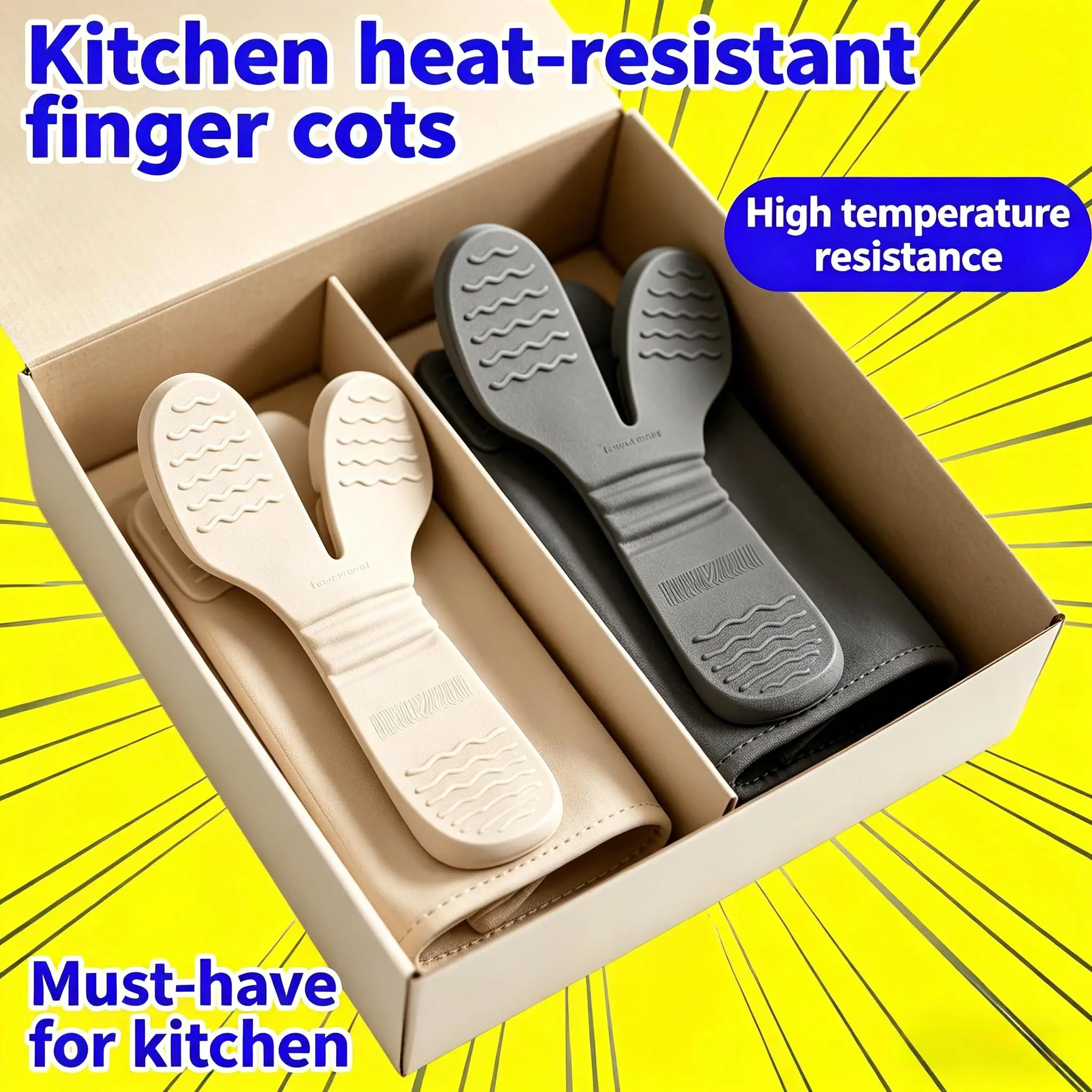 はい、三本指耐熱手袋、滑り止めシリコンオーブンミット、内蔵ク - Kitchen Gadgets Built In のレビューと価格