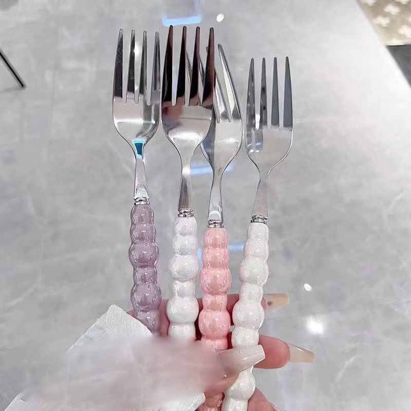パールハンドルフォークデザート用家庭用ステーキステンレス鋼フ - Kitchen Gadgets Pasta のレビューと価格