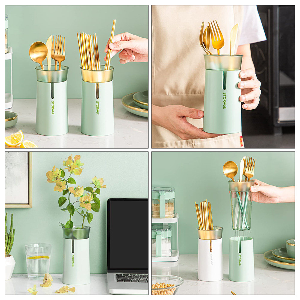 二層式箸収納チューブ キッチンカトラリーオーガナイザー 水切 - Kitchen Utensil Holder のレビューと価格