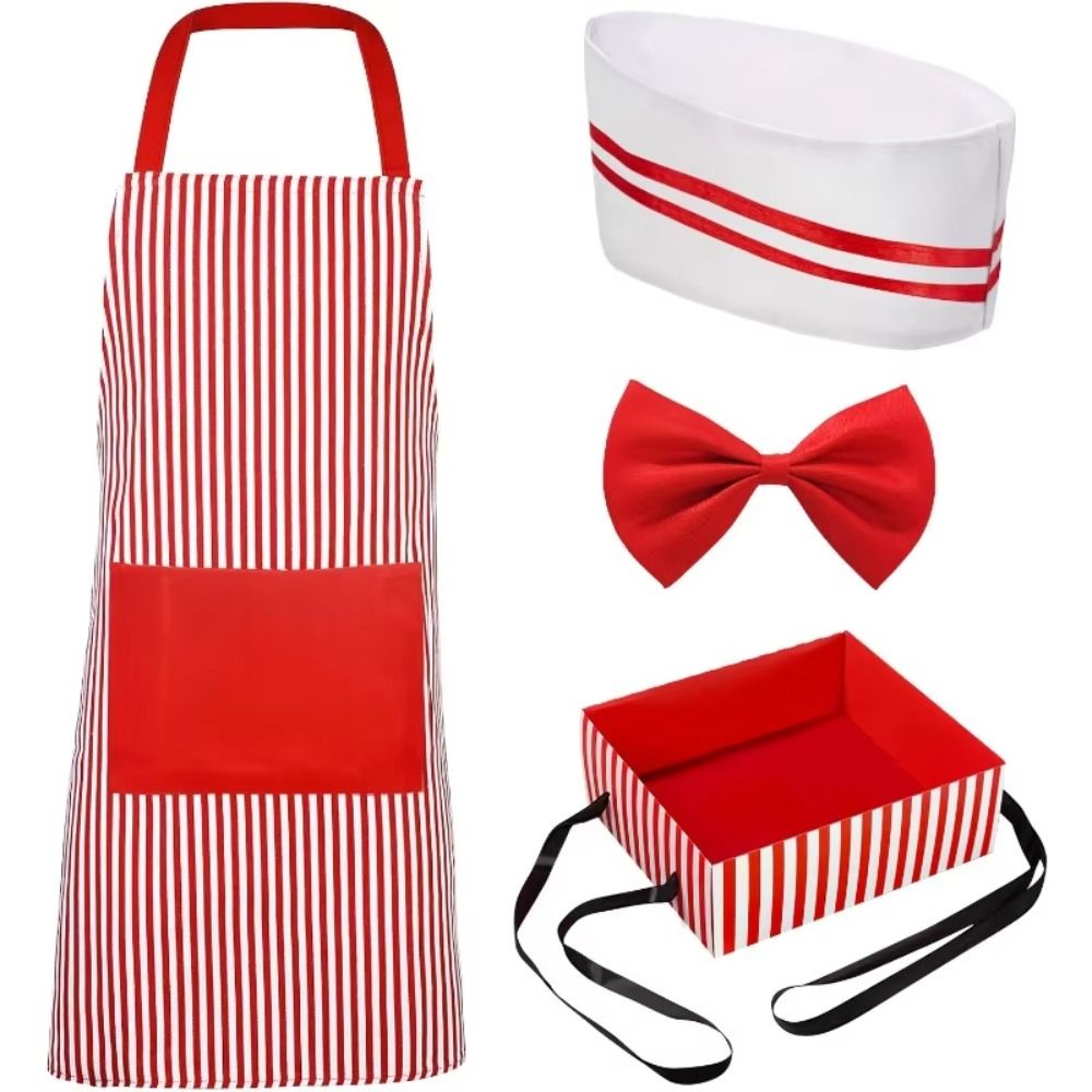 カーニバルサーカスウェイターコスプレエプロン帽子付き赤と白の - Kitchen Gadgets For Women のレビューと価格