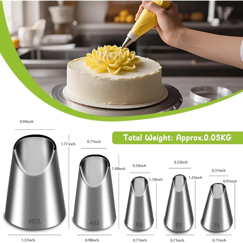 5個入りステンレス製パイピングノズルセット、菊型アイシングノ - Kitchen Gadgets Deals のレビューと価格