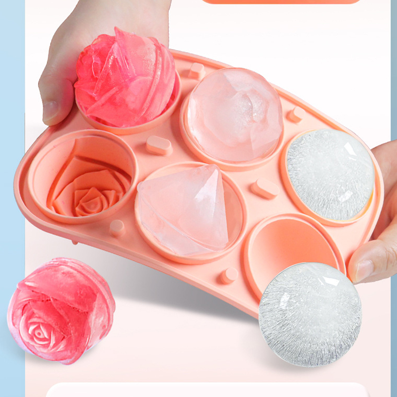 3D ローズダイヤモンドラウンドアイスキューブ金型 4/6  - Kitchen Utensil Holder のレビューと価格