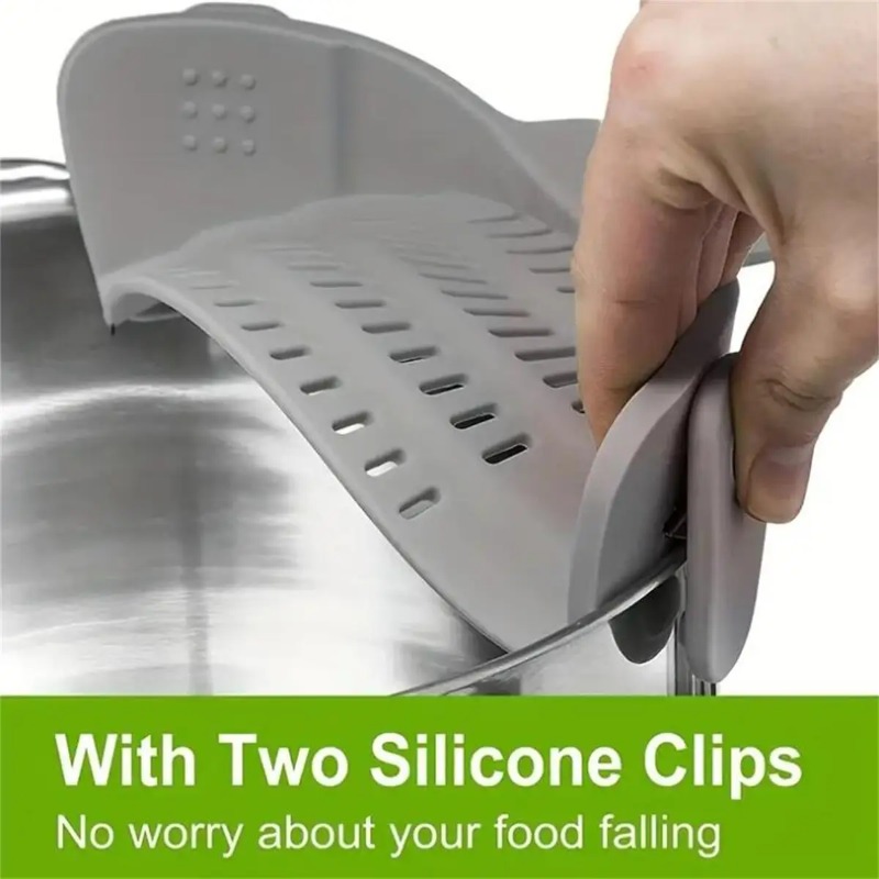 1個入り調整可能なシリコン製クリップオンフィルター水切りラッ - Kitchen Gadgets Pasta のレビューと価格