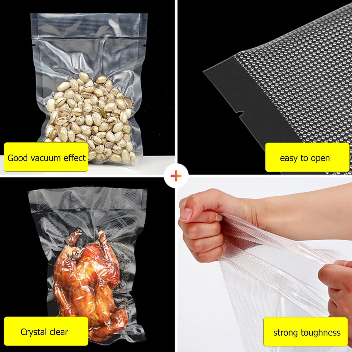 100枚入り透明真空シーラーバッグ、業務用半自動大型真空機対 - Food Vacuum Sealer のレビューと価格