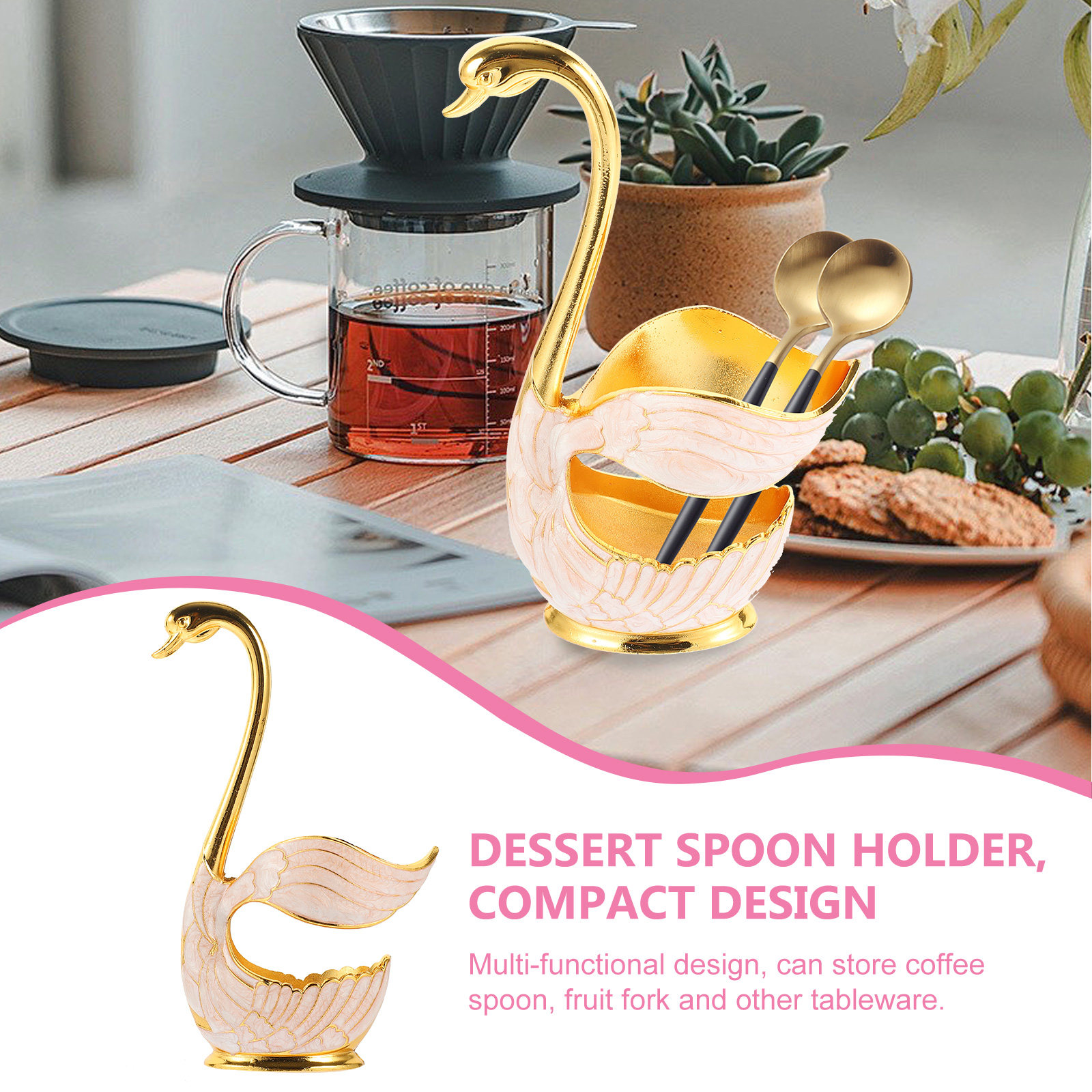 スワン型スプーンホルダー 多機能コンパクトデザイン コーヒー - Kitchen Utensil Holder のレビューと価格
