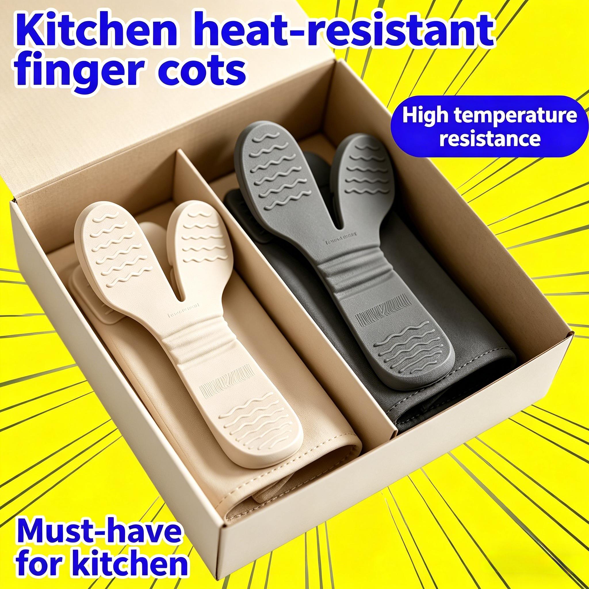 滑り止めシリコン製調理用手袋、三本指耐熱オーブンミット、内蔵 - Kitchen Gadgets Built In のレビューと価格