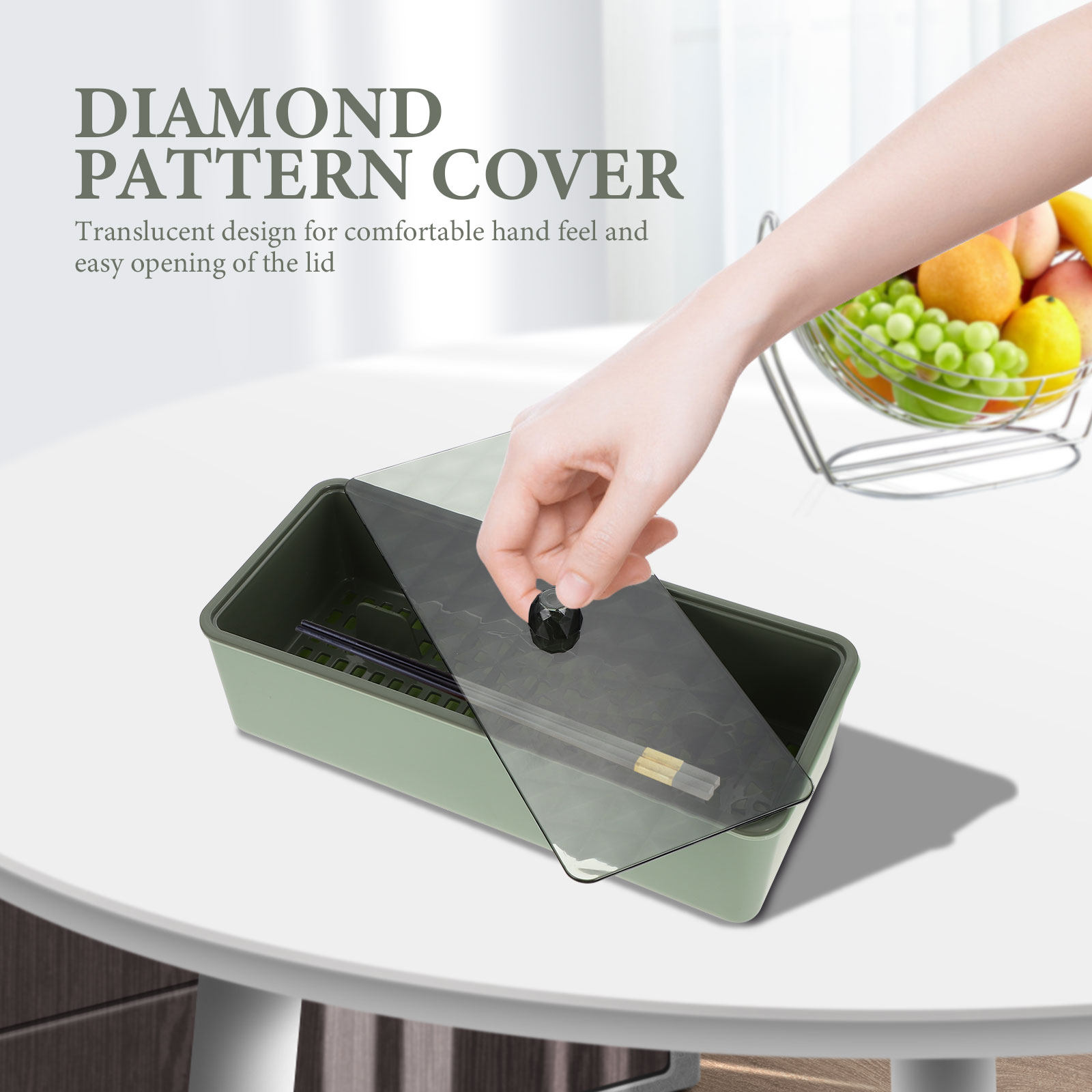 防塵カトラリーボックスプラスチック多機能キッチン用品ホルダー - Kitchen Utensil Holder のレビューと価格